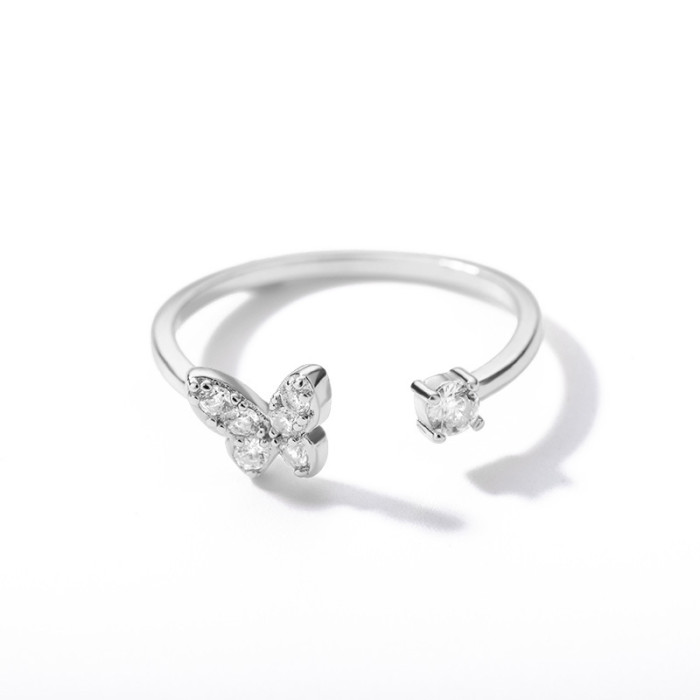 Amazon New Zircon Butterfly Open Ring Women's Adjustable Ring Butterfly Ring Gift Jewelry Accessories