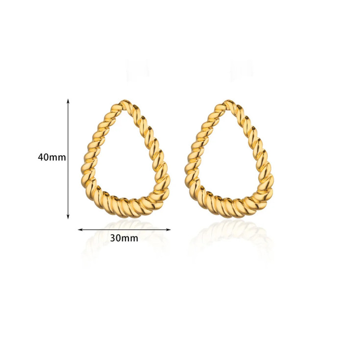 New Style 18K Rotating Pattern Threaded Earrings Ins Trendy Fashion Earrings High-end Geometric Stud Earrings Gold