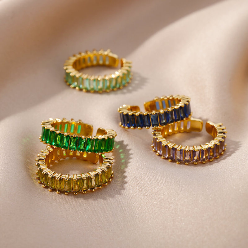 European and American Cross-Border Hot-Selling Rainbow Zircon Diamond Ring AliExpress Amazon Women's Jewelry Hot-Selling Ring