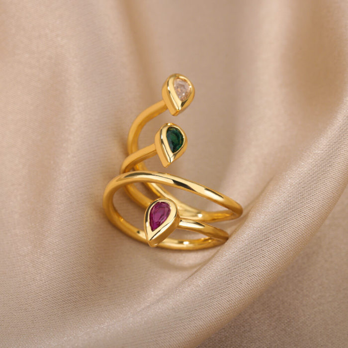 Minimalist Fashionable Temperament INS Niche Design Colorful Zircon Ring Versatile Simple Hand Jewelry Open Ring for...