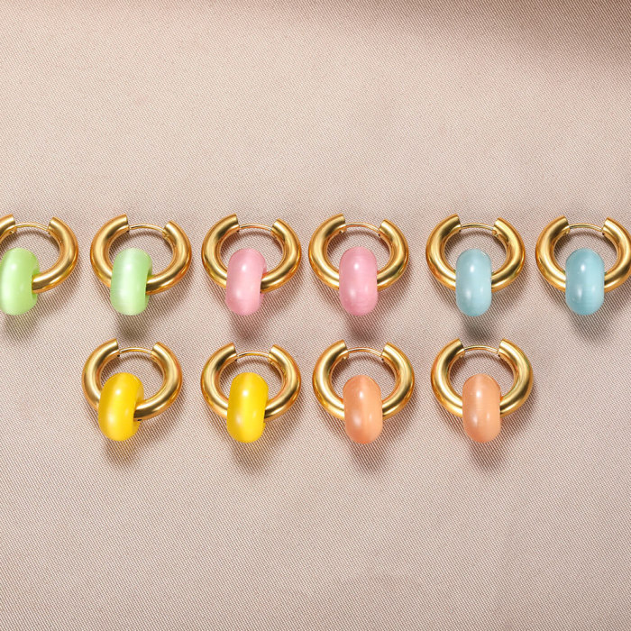 Minimalist Niche Design Natural Stone Hoop Earrings Peace Buckle Hoop Earrings Blogger Same Style One Piece Dropshipping