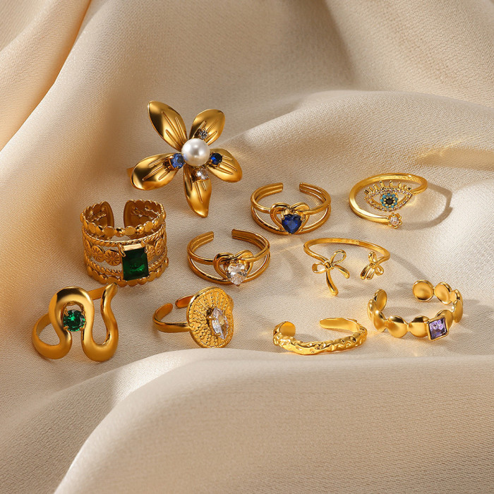 2025 New Cross-Border E-commerce Jewelry Personality Exaggerated Irregular Rings for Women Niche Pearl Flower Rings