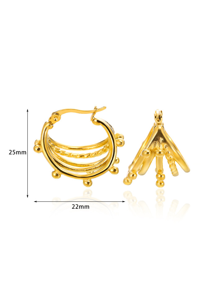 Cross-Border European and American Geometric Stainless Steel Hollow Earrings High-End Women's Trendy Light Luxury Style 18K Earrings Wholesale