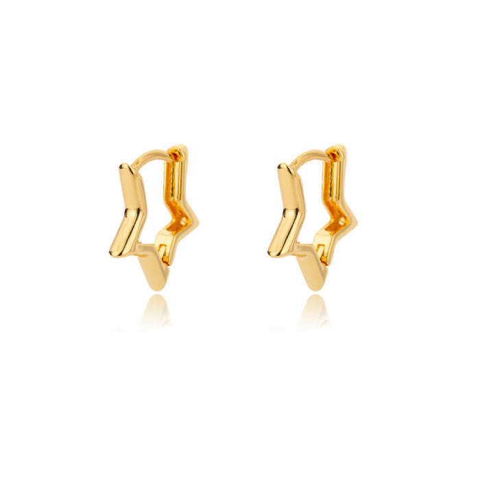Ins Style Personality Geometric Heart-shaped Hoop Earrings for Women 18k Micro-inlaid Zircon Star Stud Earrings Ear Clips Manufacturer One-piece Dropshipping