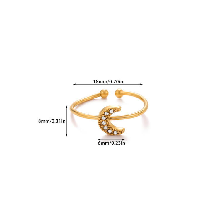 Cross-Border New Geometric Ring Niche Design Copper Plated 18K Gold Snake-Shaped Zircon Open Ring for Women In Stock Wholesale