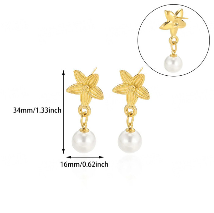 Amazon New Imitation Pearl Shell Earrings for Women Starfish Ear Jewelry Beach Vacation Accessories Manufacturer Dropshipping