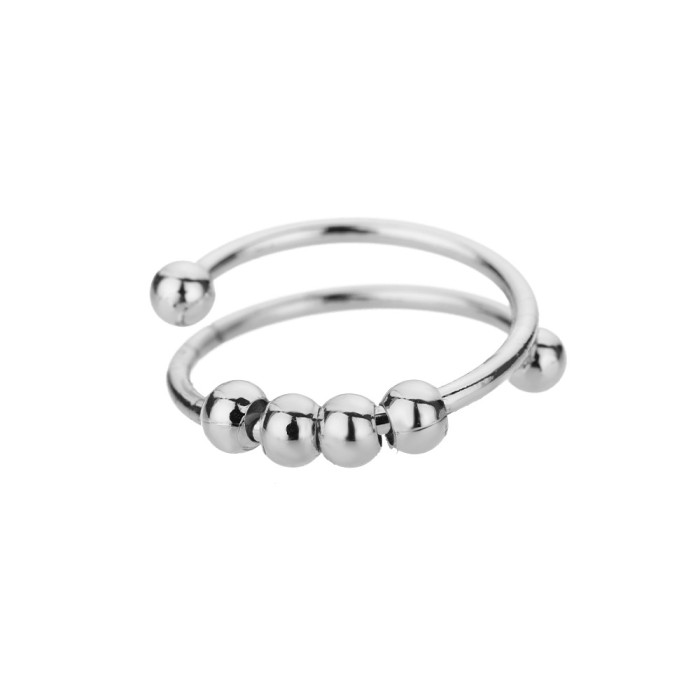 Foreign Trade Cross-Border Hot-Selling Spiral Bead Anxiety Relief Open Ring 18K Gold Simple Unisex Rotating Bead Ring Jewelry