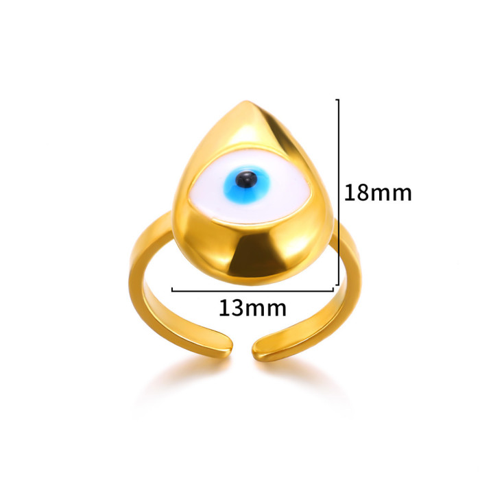New Style Personality Evil Blue Eye Ring Retro Fashion Hot-Selling Demon Eye Women's Ring Wholesale