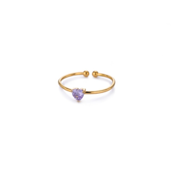 New December Series Ring Colorful Stacking Zircon Heart-Shaped Ring Women's Birthstone Ring