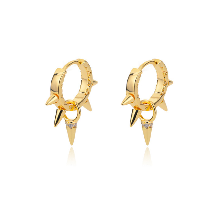 Ins Style Personality Geometric Heart-shaped Hoop Earrings for Women 18k Micro-inlaid Zircon Star Stud Earrings Ear Clips Manufacturer One-piece Dropshipping