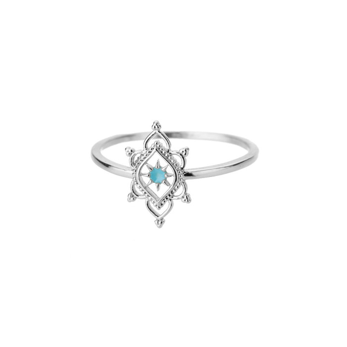 European and American New Crown Green Ring Double Layer Hollow Ring Inlaid with Luminous Resin Personality Temperament Foreign Trade Jewelry