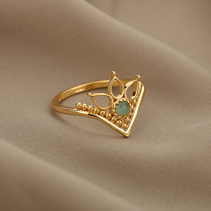 Amazon New Lotus Crown Ring for Women, Hollow Lotus Design, 18K Gold Plated Copper Ring, in Stock Wholesale