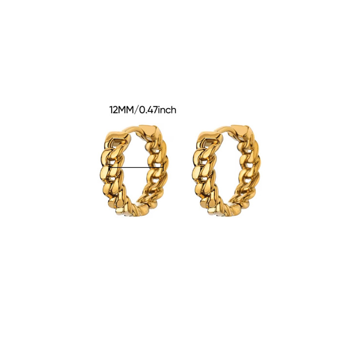 European and American Simple Gold-Plated Copper Cuban Chain Earrings Hoop Earrings for Women New Trendy Earrings Manufacturer One-Piece Dropshipping