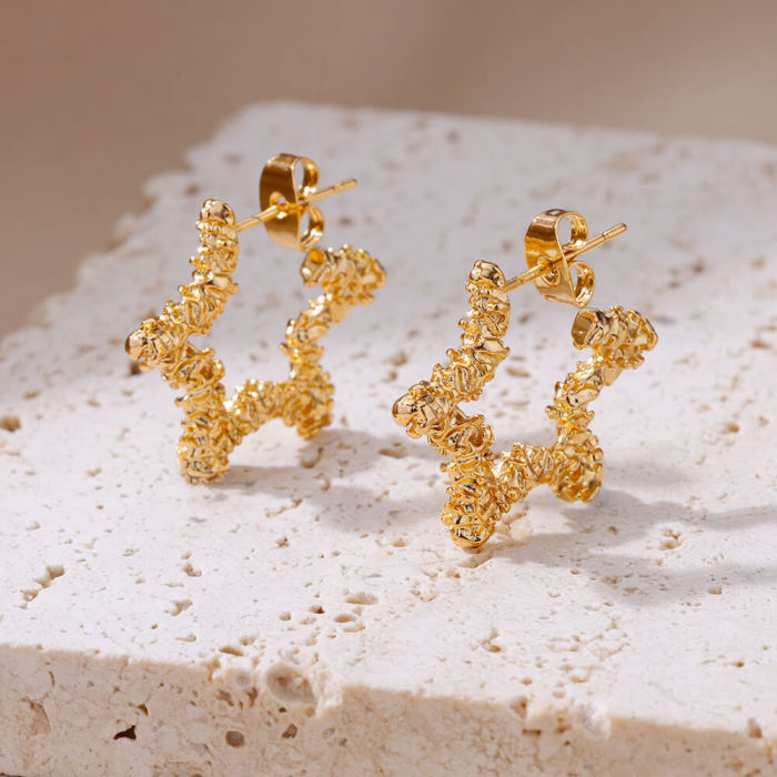 New European and American Style Earrings Polygonal Möbius Strip Earrings Five-Pointed Star Hollow Geometric Women's Earrings One Piece Dropshipping