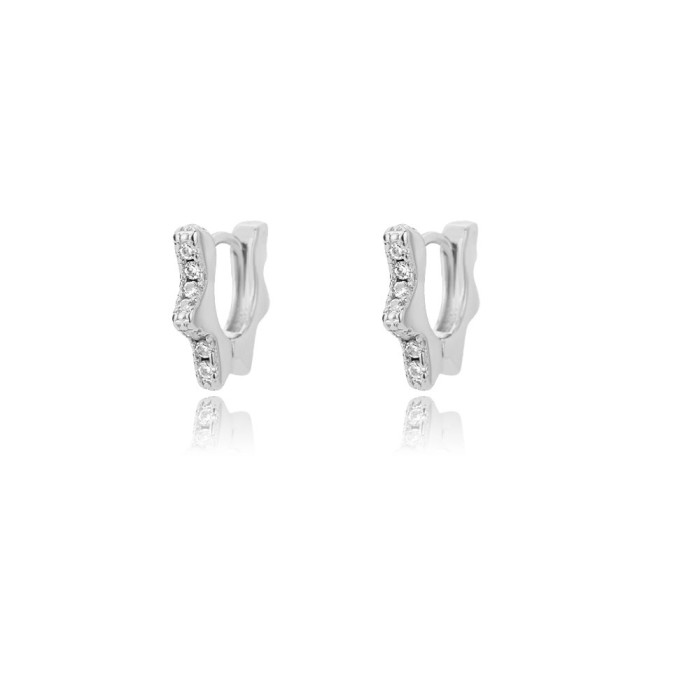 Ins Style Personality Geometric Heart-shaped Hoop Earrings for Women 18k Micro-inlaid Zircon Star Stud Earrings Ear Clips Manufacturer One-piece Dropshipping
