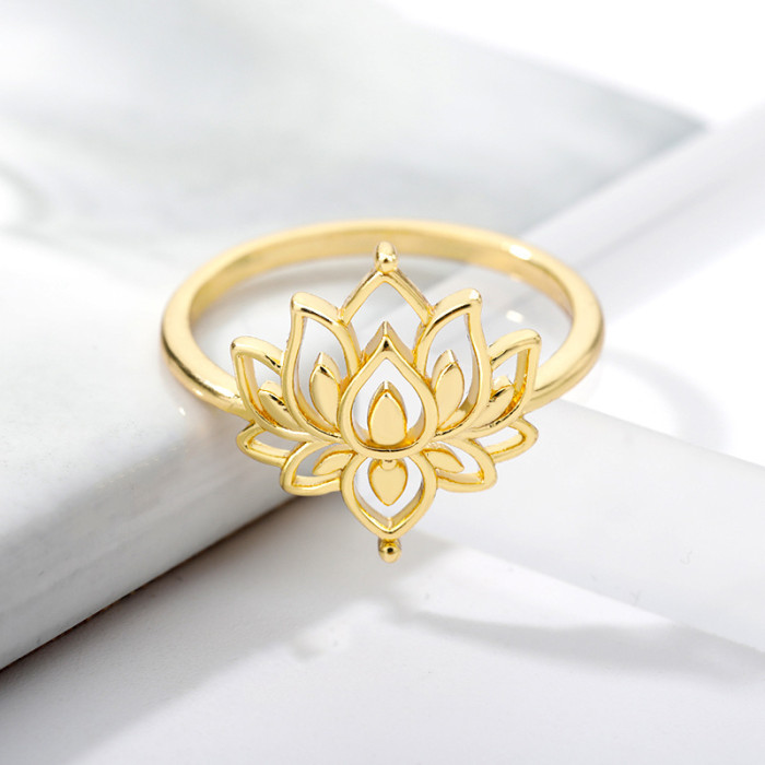 Amazon Lotus Ring Personality Hollow Ring Jewelry Women's Lotus Ring Manufacturer In Stock