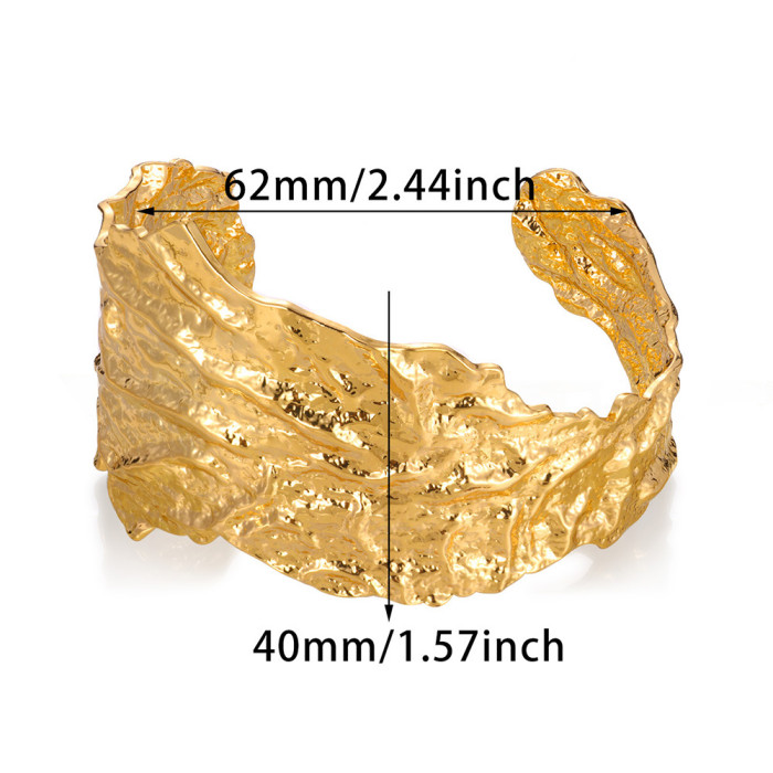 New Style Hammered Wrinkled Wide Exaggerated Bracelet Sweet Cool Titanium Steel Bracelet for Women Light Luxury High-...