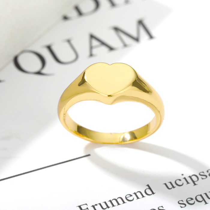 Style Unisex 18K Gold Plated Ring Heart Shape Ring Love Ring Unisex Versatile Jewelry Punk Style One Piece