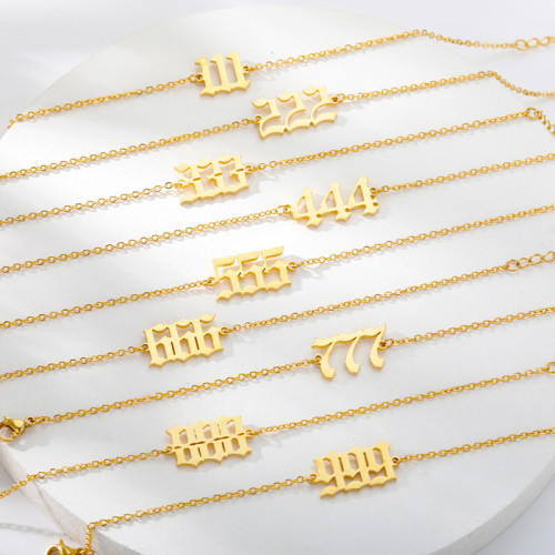 Amazon Cross-Border New Product Personalized Anklet 111 222 888 999 Stainless Steel Angel Number Year Anklet
