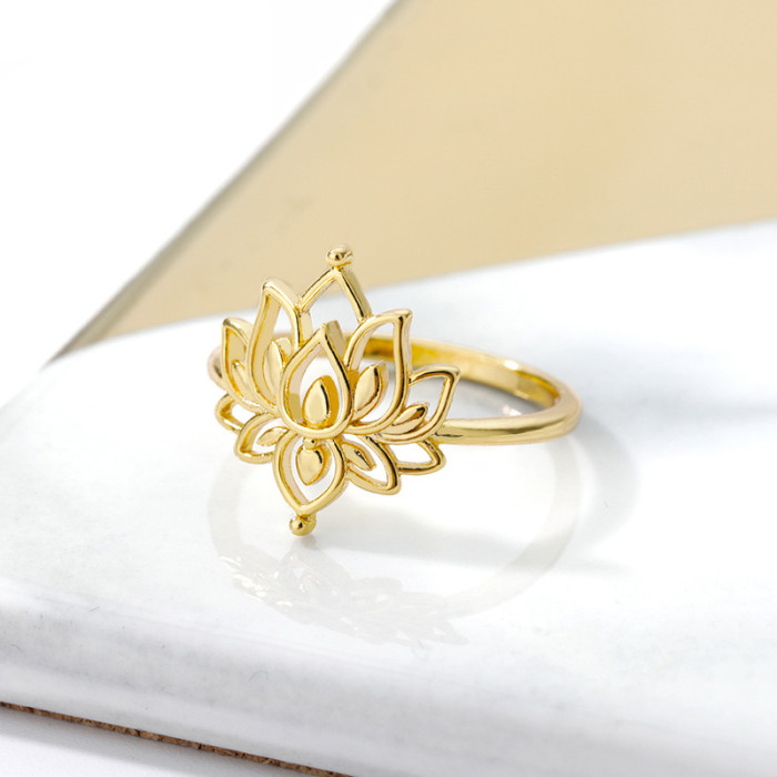 Amazon Lotus Ring Personality Hollow Ring Jewelry Women's Lotus Ring Manufacturer In Stock