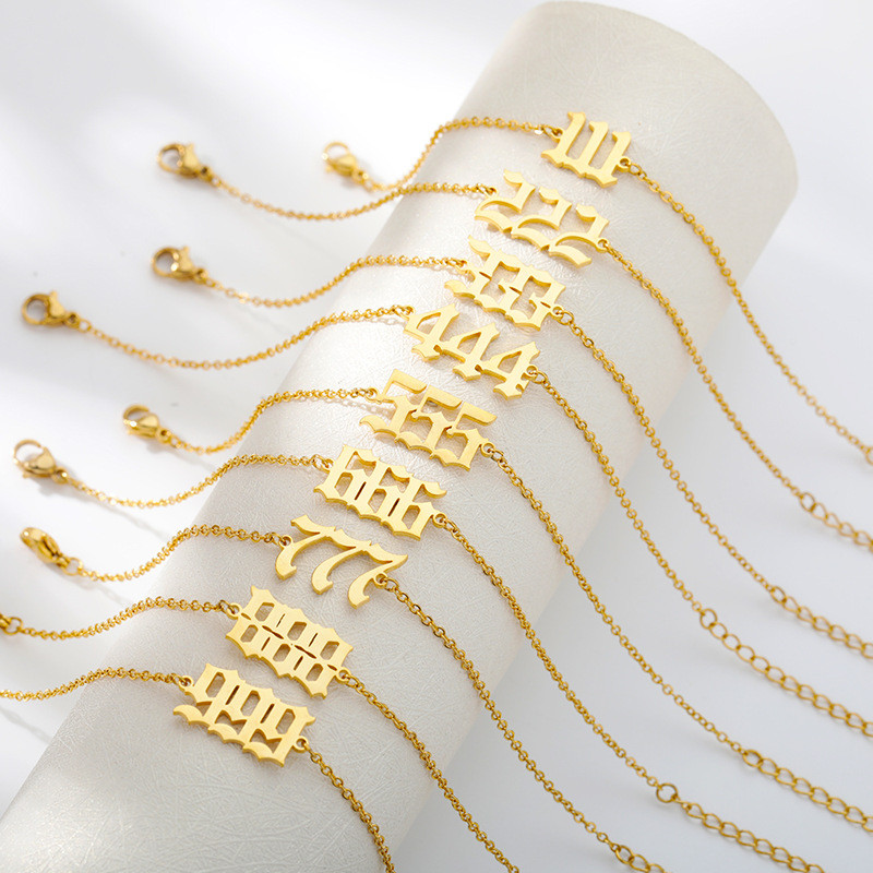 Amazon Cross-Border New Product Personalized Anklet 111 222 888 999 Stainless Steel Angel Number Year Anklet