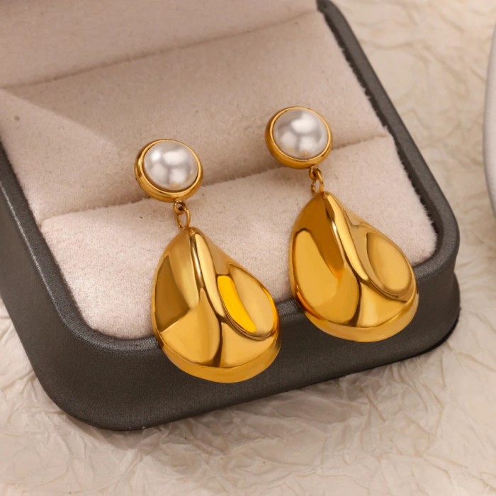 INS Trendy Style 18k Gold Stainless Steel Triangle Bread Pattern Edge Hoop Earrings Non-Fading Jewelry Wholesale