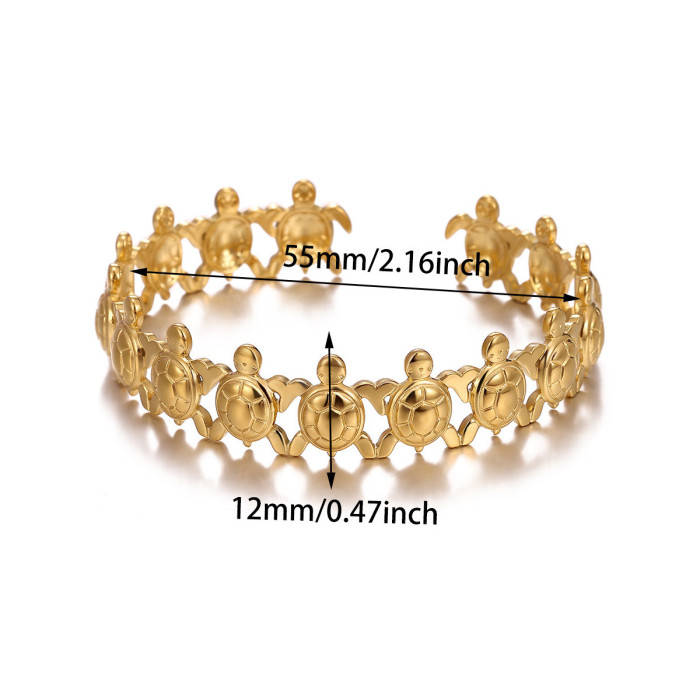 Hot-Selling Stainless Steel Gold Plated Bracelet, Unique Gold Plated Open Vintage French Elegant High-End Titanium St...