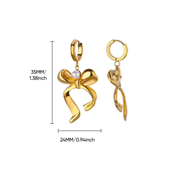 INS Style Elegant Light Luxury Fashion Women Trendy Sweet Bow Design Earrings Heart Pendant Stud Earrings Wholesale