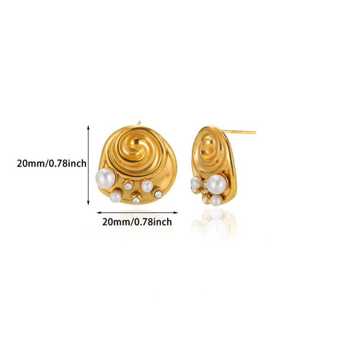 Amazon New Heart-Shaped Zircon Pearl Stud Earrings Flower Drop Earrings for Women Gold-Plated Stainless Steel Earrings Manufacturer Wholesale