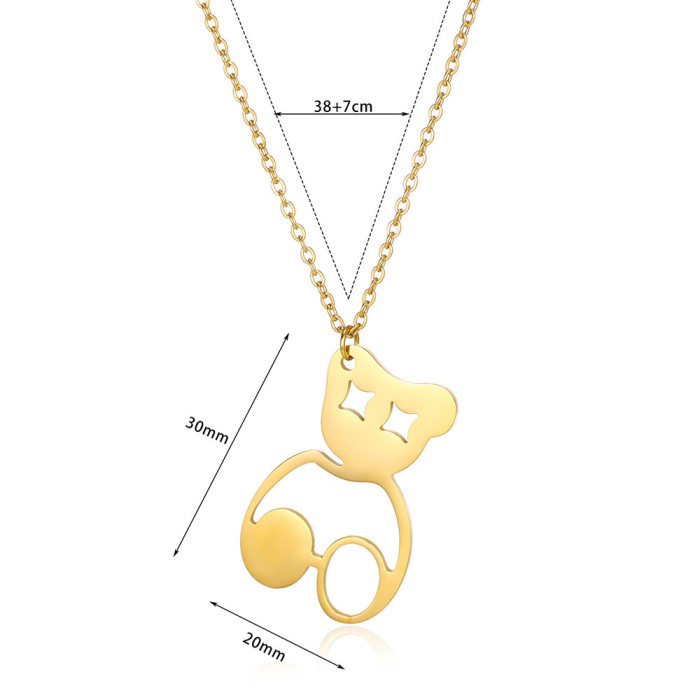 Cross-Border Minimalist Stainless Steel Geometric Hollow Pattern Niche Design Titanium Steel Round Heart Pendant Women's Necklace Wholesale