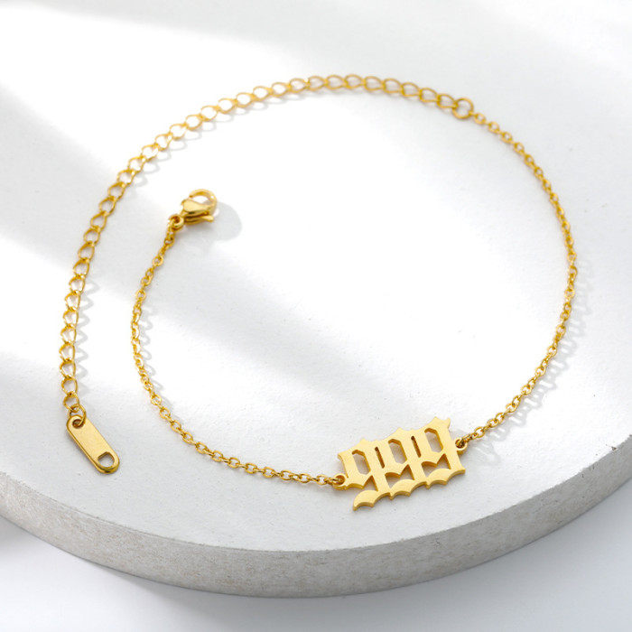 Amazon Cross-Border New Product Personalized Anklet 111 222 888 999 Stainless Steel Angel Number Year Anklet