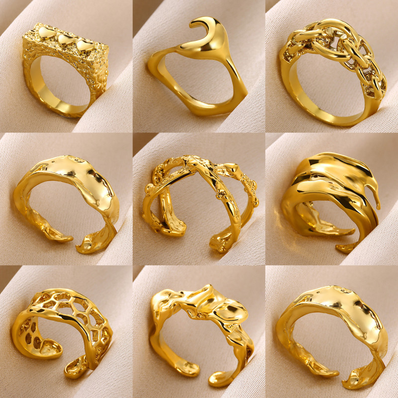 European and American New Heart-shaped Ring Irregular Concave-convex Sense Ring Female Personality Open Ring Ring Manufacturer Dropshipping