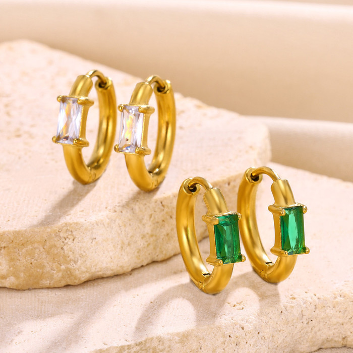 European and American INS Style Green and White Five-Pointed Star Earrings Zircon Earrings Round Heart-Shaped Earrings Women's Water Drop Earrings Dropshipping