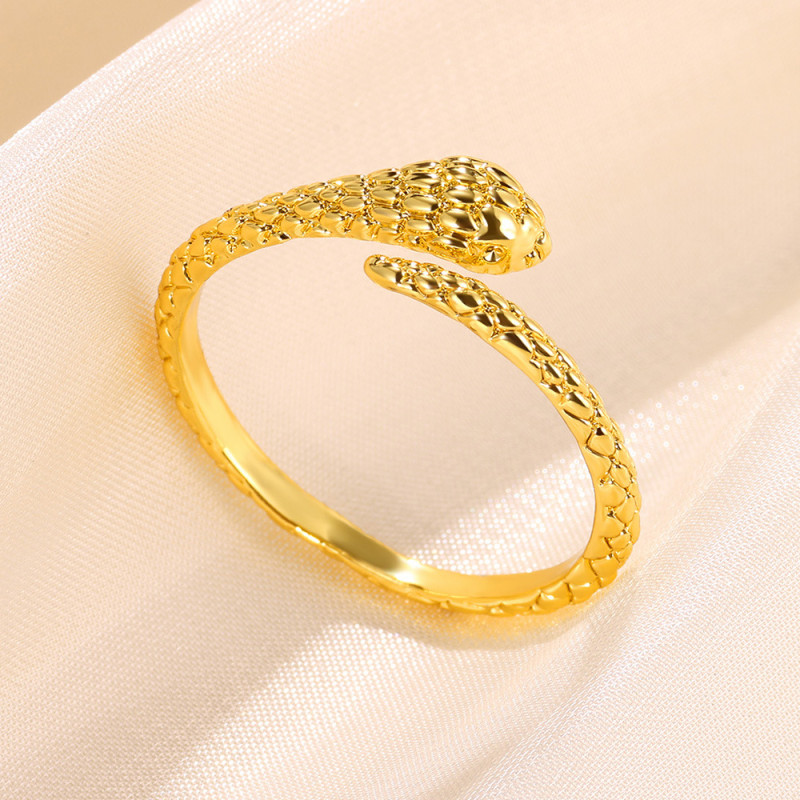 European and American Retro Snake Ring for Women, Adjustable Hip-Hop Snake-Shaped Index Finger Ring, New Cross-Border Snake-Shaped Zodiac Ring