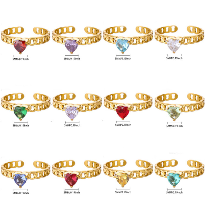 Amazon New December Series Ring Colorful Stacking Zircon Water Drop Ring Women's Birthstone Ring