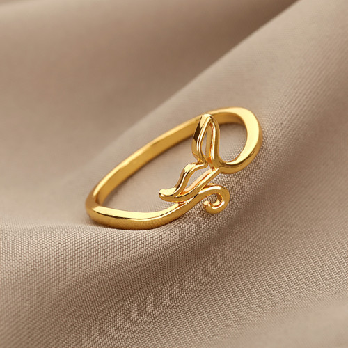 Minimalist Dolphin Tail Ring for Women, 18k Copper Gold-Plated Ring, Manufacturer In Stock, Cross-Border Hand Jewelry