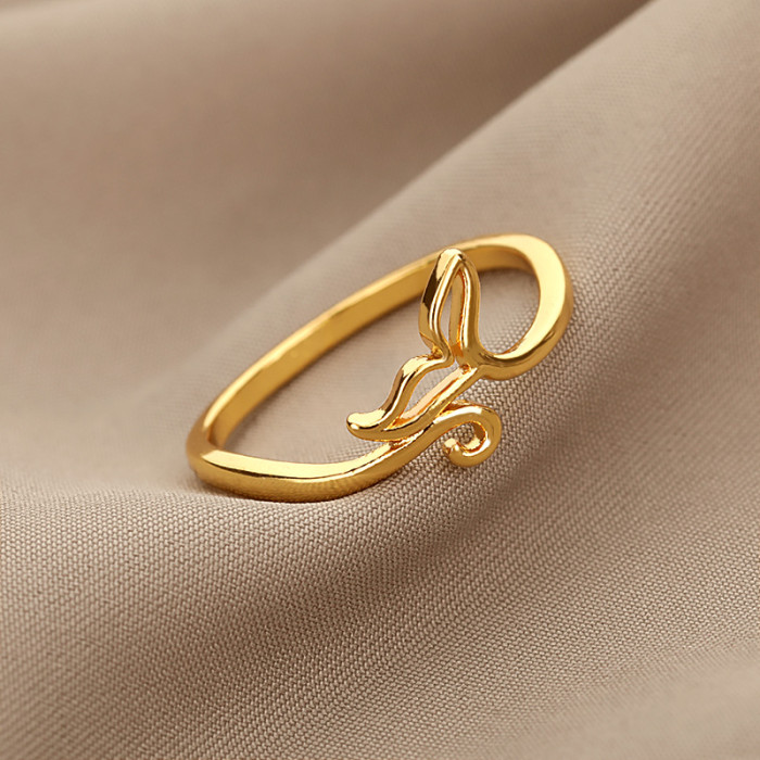 Minimalist Dolphin Tail Ring for Women, 18k Copper Gold-Plated Ring, Manufacturer In Stock, Cross-Border Hand Jewelry