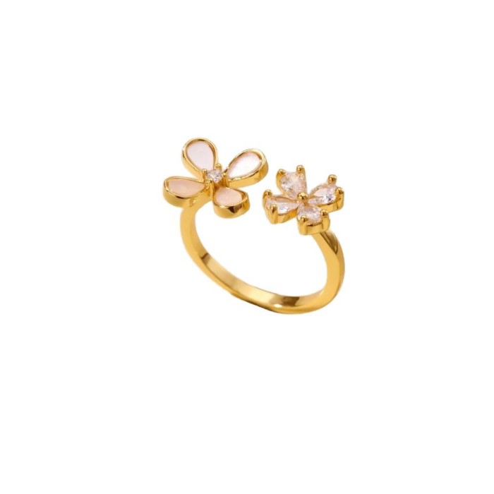 Fashion Flower Ring Copper Inlaid Zircon Fully Stone-Set Ring Women's Elegant Exquisite Jewelry Manufacturer Wholesale O...