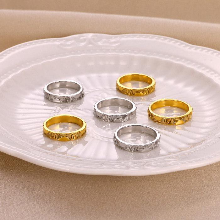 Cross-border New Simple Gold-plated Ring for Men and Women Couple Ring Sunlight Relief Ring Wholesale