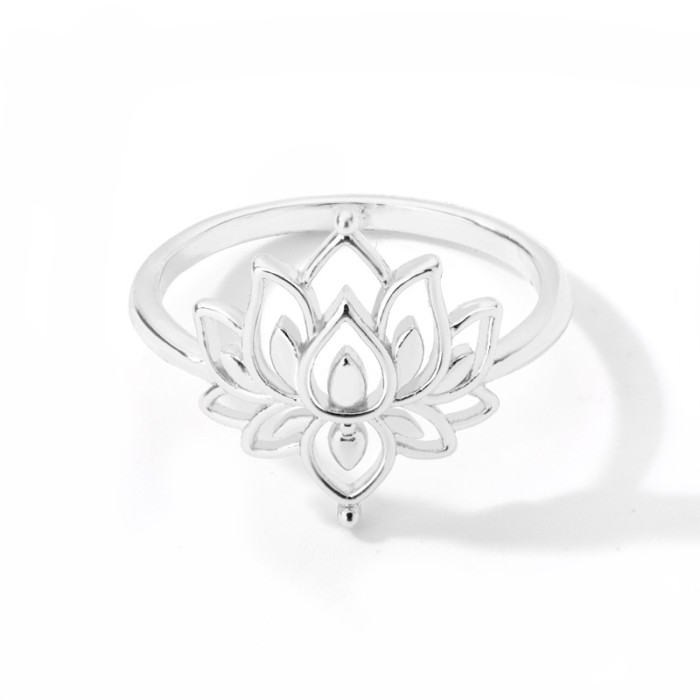 Amazon Lotus Ring Personality Hollow Ring Jewelry Women's Lotus Ring Manufacturer In Stock