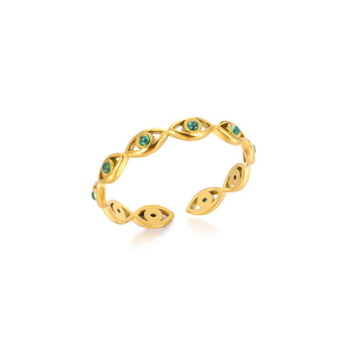 Minimalist Design Ins Trend Fashion Personality Devil's Eye Blue Eyes Open Ring Gold Plated Index Finger Ring