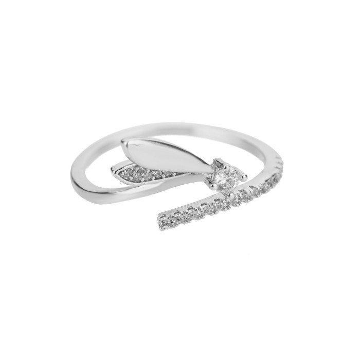 Cross-Border New Geometric Heart-Shaped Zircon Open Ring for Women, Niche Design Index Finger Ring, Internet Celebrity Light Luxury Fashion Jewelry