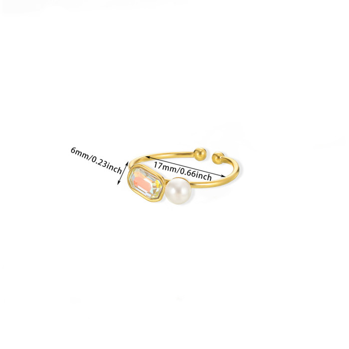European and American Style Non-Fading INS Style Zircon Inlaid Light Luxury Open Ring Titanium Steel Gold Plated Creative Design Factory Wholesale for Women