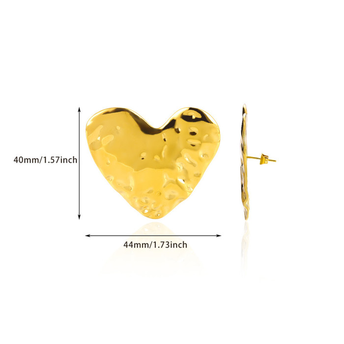 Cross-Border Hot-Selling Fashion Geometric 18K Gold Plated Heart-Shaped Earrings Personality Simple Niche Design Sunflower Ear Jewelry