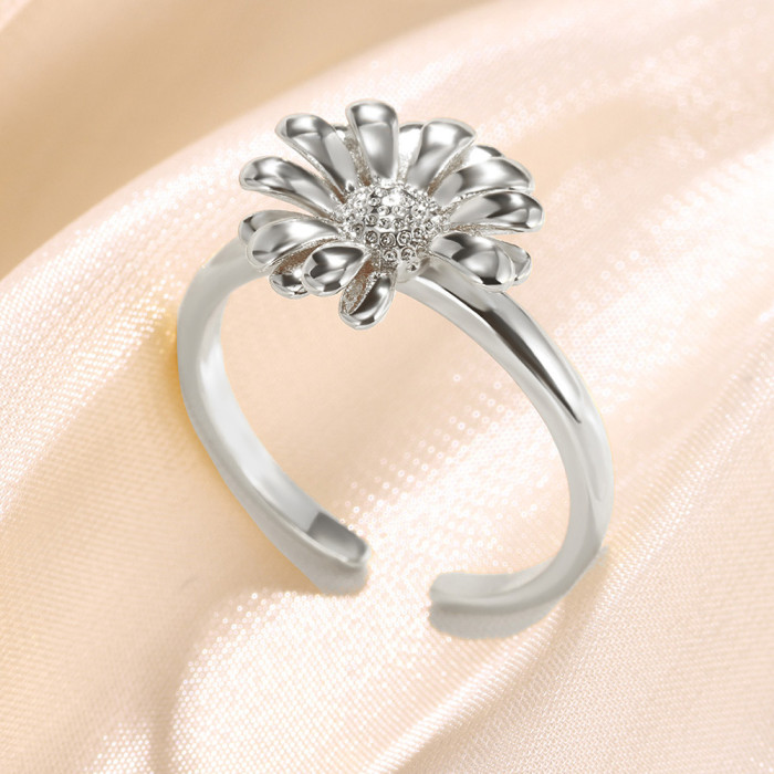 Amazon New Fashion Sunflower Daisy Flower Ring Cross-Border Jewelry Wholesale