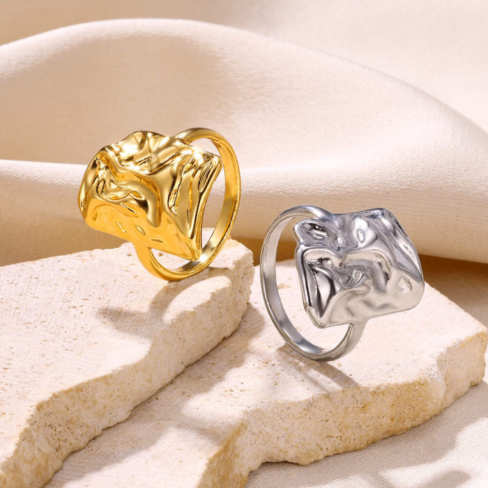Cross-Border New Snake-Shaped Ring Four-Pointed Star Leaf-Shaped Ring Unisex Open Ring Lava Ring Dropshipping