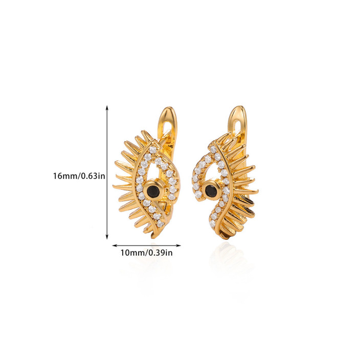 New Copper Gold Plated Devil's Eye Earrings for Women High-End Fashion Zircon Stud Earrings High-End Earrings, 24K Go...