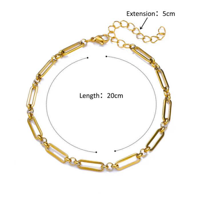 European and American Simple New Anklet Figaro Blade Chain Women's Anklet Titanium Steel Plated 18k Stainless Steel Anklet Jewelry