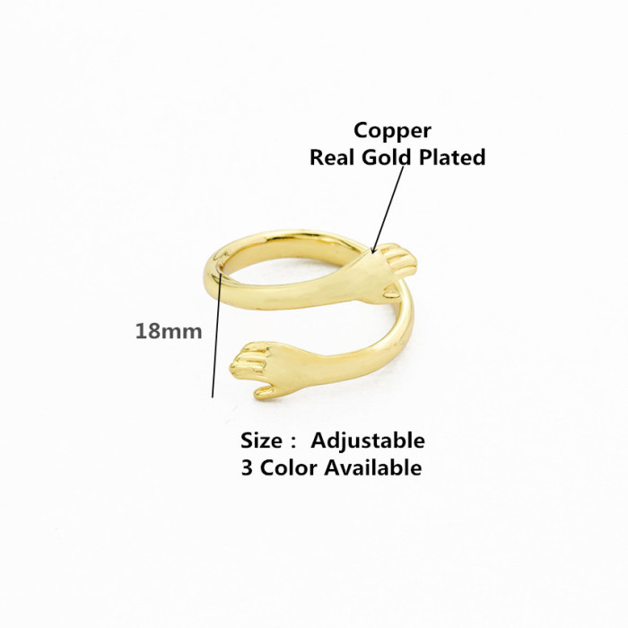 Creative Style Personality Friendship Hand Open Adjustable Ring for Women Gold Silver Rose Gold Ring In Stock