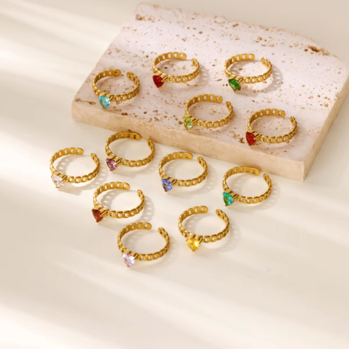 Amazon New December Series Ring Colorful Stacking Zircon Water Drop Ring Women's Birthstone Ring